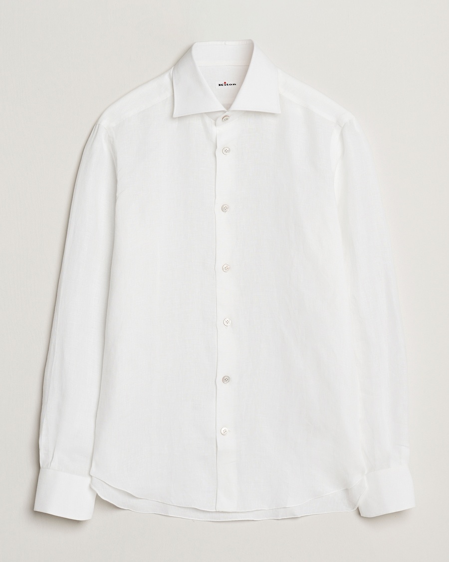 Herr | Skjortor | Kiton | Linen Sport Shirt White