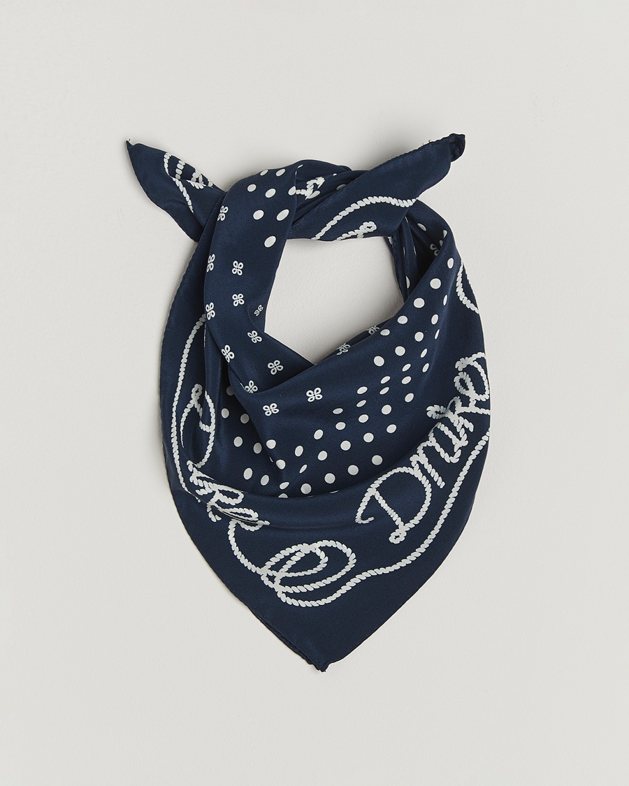 Herr | Best of British | Drake's | Robe Border Silk Bandana Navy