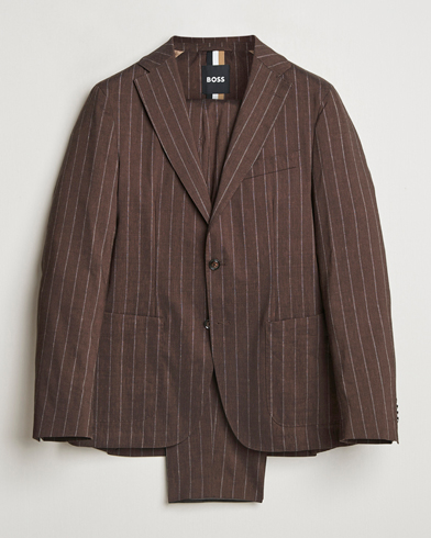  Hanry Wool Pinstriped Suit Dark Brown