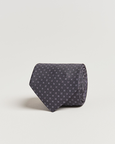  Printed Silk Tie 7,5cm Grey