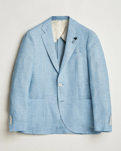  Linen Crepe Canvas Blazer Light Blue