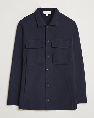  Knitted Pocket Shirt Jacket Navy