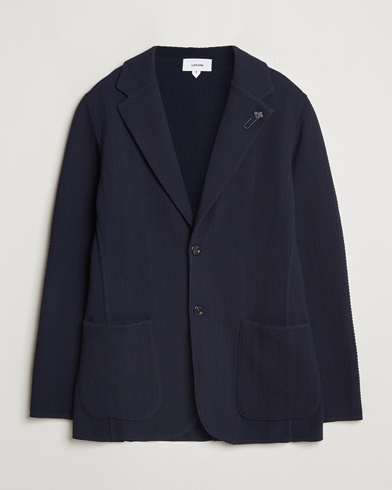  Knitted Cotton Structured Blazer Navy