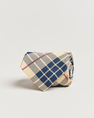  Printed Check Silk Tie Dusty Light Yellow