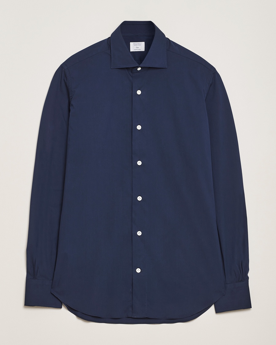 Herr | Skjortor | Mazzarelli | Soft Cotton/Stretch Cut Away Shirt Navy