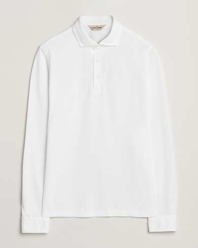  Washed Long Sleeve Polo White