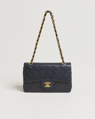  Classic Small Double Flap Bag Lambskin Navy 