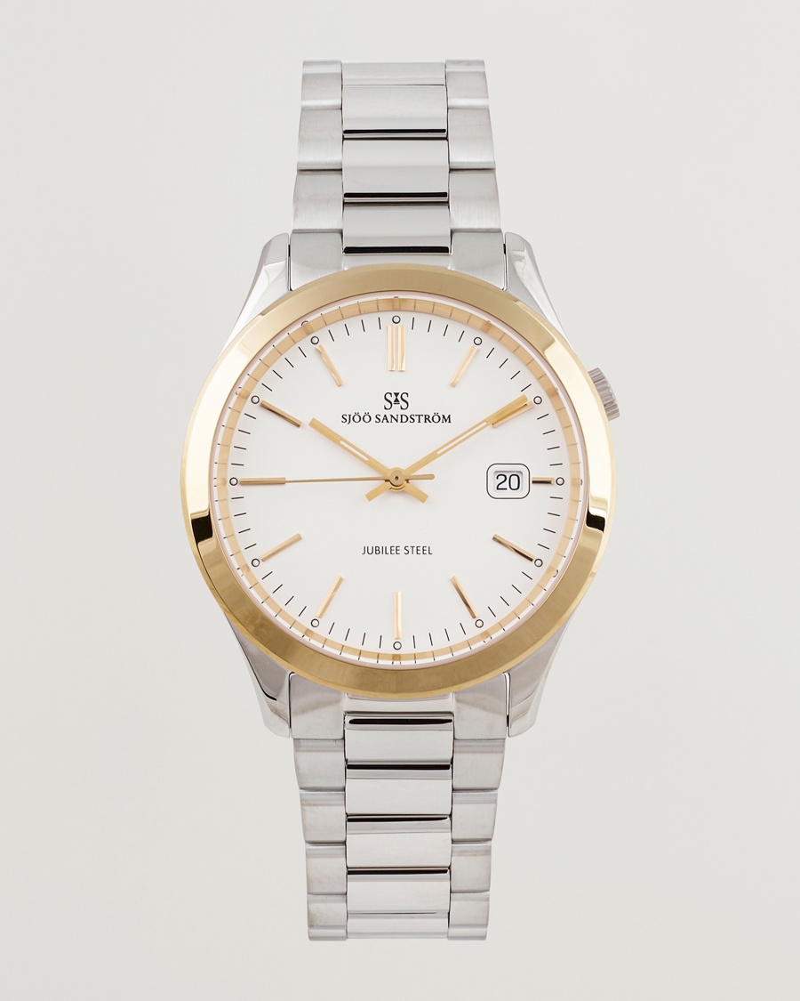 Herr | Stållänk | Sjöö Sandström | Jubilee Steel Quartz 40mm Gold Bezel White/Steel