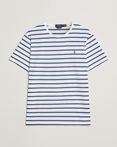 Herr | T-Shirts | Polo Ralph Lauren | Custom Slim Fit Striped Tee White/Old Royal