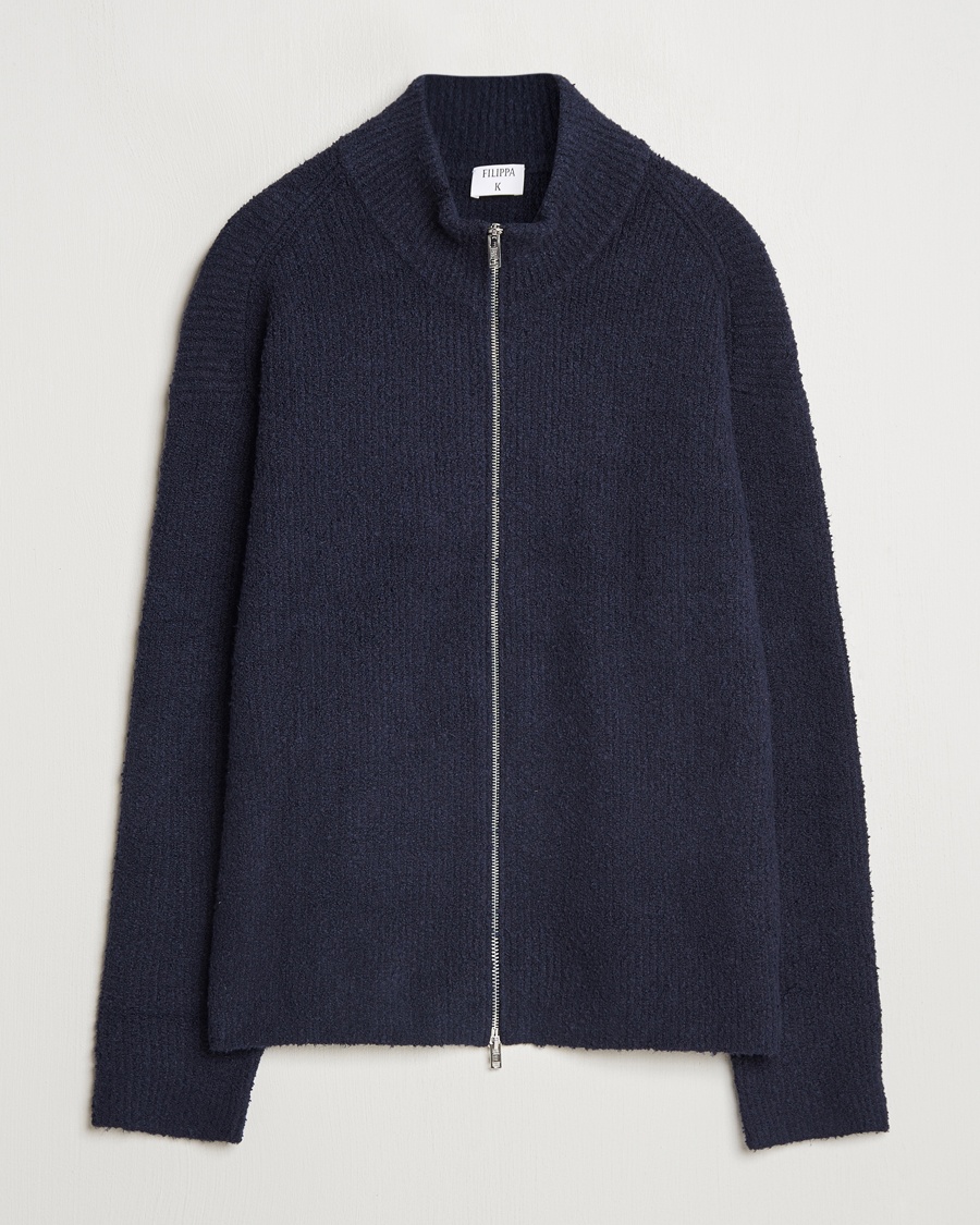 Herr |  | Filippa K | Bouclé Knitted Full Zip Navy