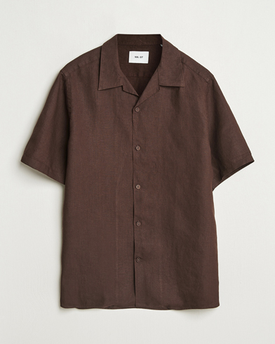 NN07 Julio Linen Resort Shirt Coffee – Brun
