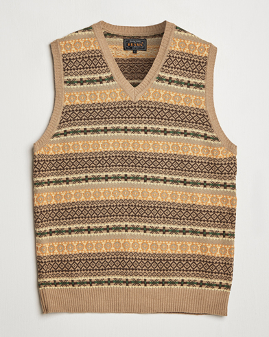 Herr | | BEAMS PLUS | Fairisle Vest Khaki