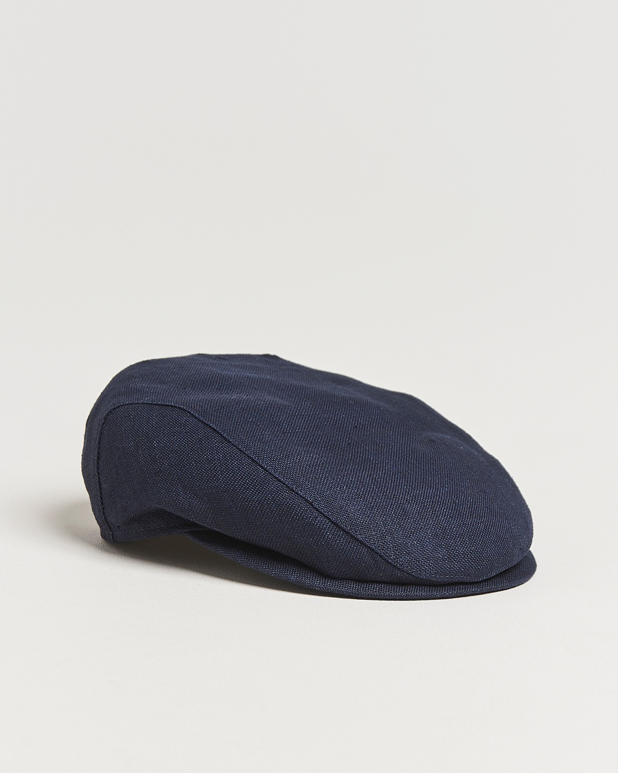 Herr | Hattar & kepsar | Wigéns | Ivy Slim Hopsack Linen Cap Navy
