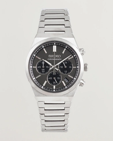 Herr | Klockor | Seiko | Quartz Chronograph Steel 40mm Grey Dial