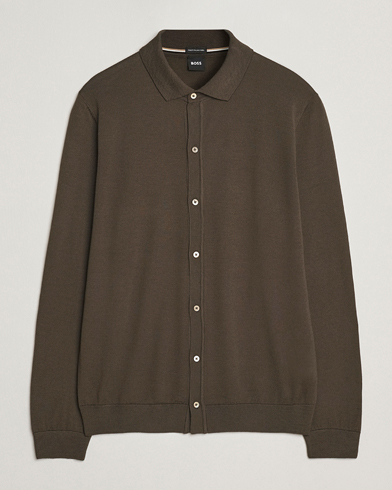 BOSS BLACK Helbert Wool Cardigan Open Green – Grön