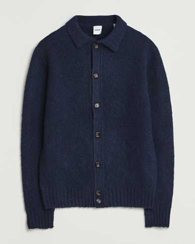 Aspesi Brushed Shetland Cardigan Navy – Blå