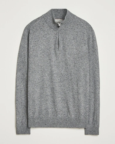 Canali Donegal Half Zip Sweater Grey Melange – Grå