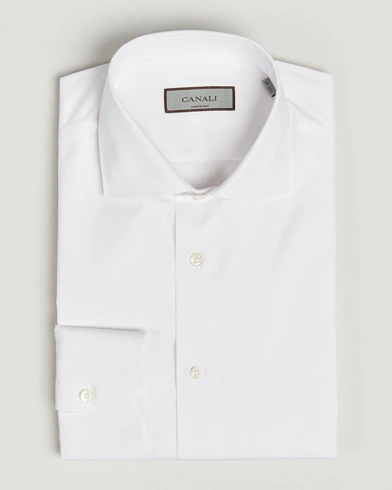 Canali Slim Fit Cotton/Stretch Shirt White – Vit