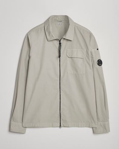 C.P. Company Organic Cotton Gabardine Zip Overshirt Grey – Grå