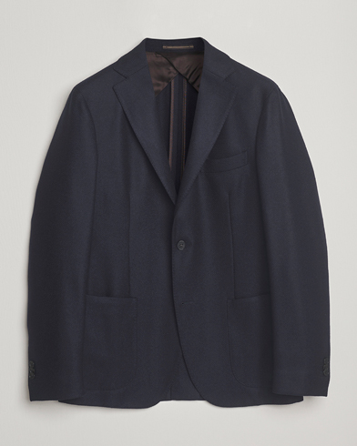 Incotex Wool/Cashmere Blazer Navy – Blå