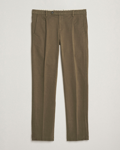 Massimo Alba Ionio Pleated Moleskine Trousers Military – Brun