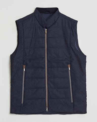 Stenströms Wool Alcantara Detail Light Padded Vest Navy – Blå