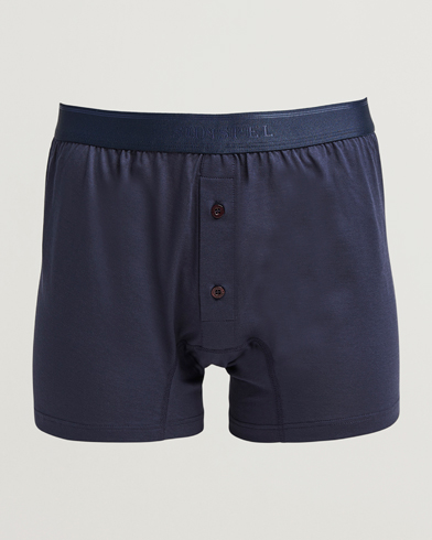Sunspel Superfine Two Button Cotton Navy – Blå