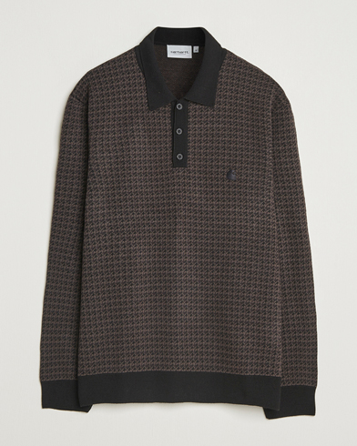 Carhartt WIP Lowis Houndstooth Polo Vitola Heater – Brun