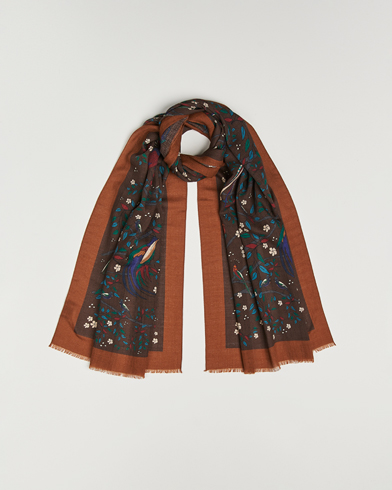 Drake's Birds Of Paradise Print Scarf Brown – Brun