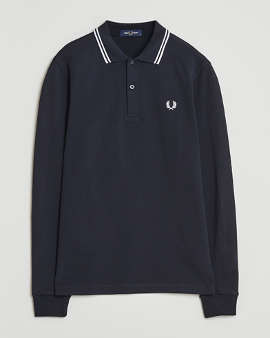 Fred Perry Twin Tipped Long Sleeve Polo Shirt Navy – Blå