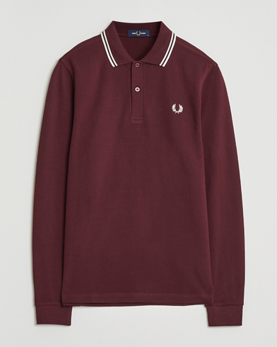 Fred Perry Twin Tipped Long Sleeve Polo Shirt Oxblood – Röd