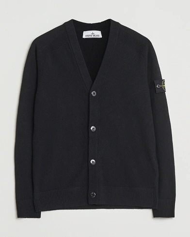Stone Island Knitted Geelong Wool Cardigan Black – Svart