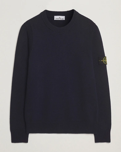Stone Island Knitted Lambswool Crew Neck Navy – Blå