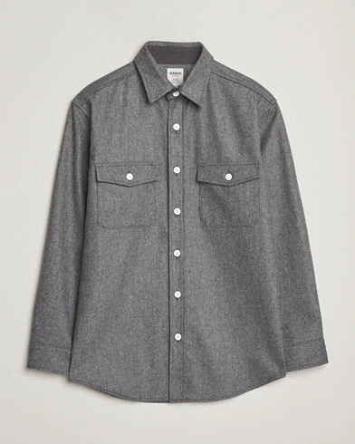Kamakura Shirts Wool Flannel CPO Shirt Grey Melange – Grå
