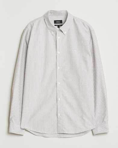 A.P.C. Greg Striped Oxford Shirt Burgundy/White – Röd