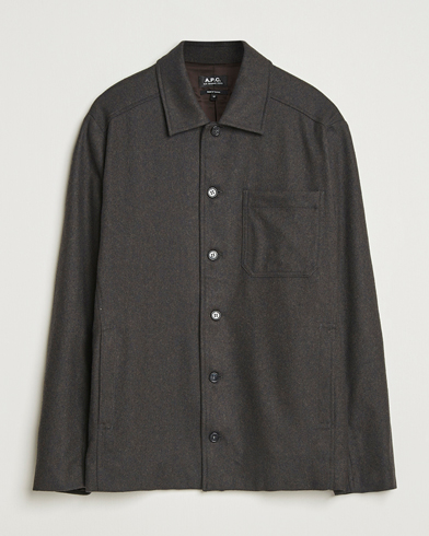 A.P.C. Jamie Wool Flannel Shirt Jacket Dark Brown – Brun