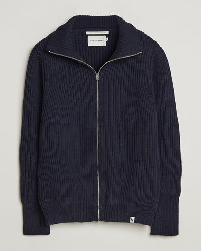 Peregrine Fisherman Merino Zip Cardigan Navy – Blå