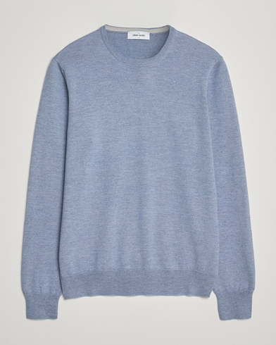 Gran Sasso Merino Fashion Fit Crew Neck Pullover Blue Melange – Blå