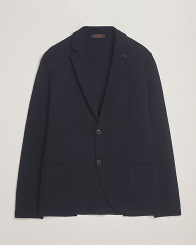 Gran Sasso Rainwool Knitted Blazer Navy – Blå