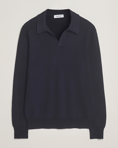 Gran Sasso Heavy Knitted Merino Polo Navy – Blå