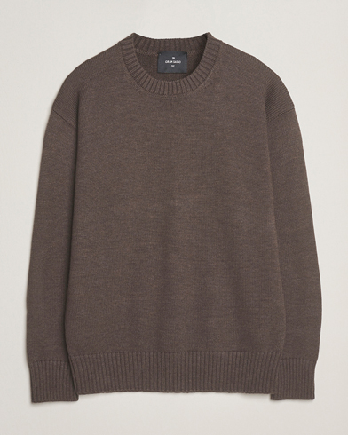 Gran Sasso Heavy Knitted Merino Crew Neck Brown Melange – Brun