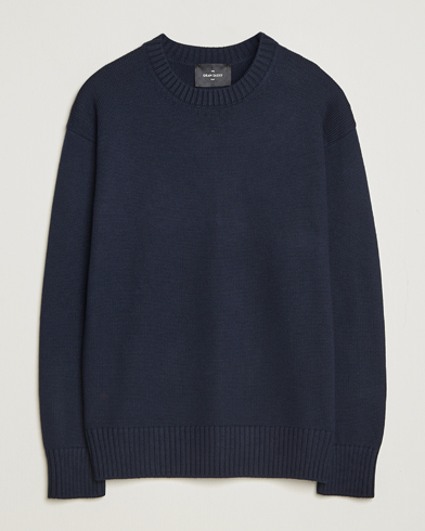 Gran Sasso Heavy Knitted Merino Crew Neck Navy – Blå
