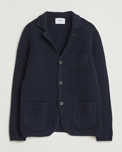 Gran Sasso Heavy Knitted Wool Cardigan Navy – Blå