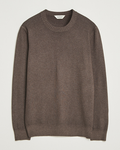 Gran Sasso Wool/Cashmere Washed Crew Neck Brown Melange – Brun