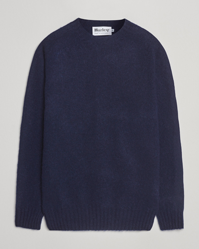 Harley Of Scotland Brushed Supersoft Lambswool Crewneck Navy – Blå