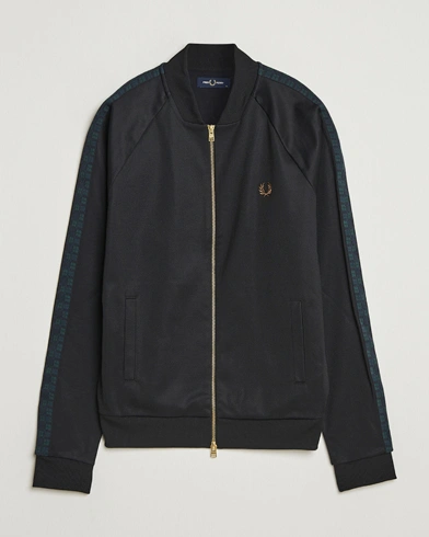 Fred Perry Blackwatch Tartan Taped Track Jacket Black – Svart