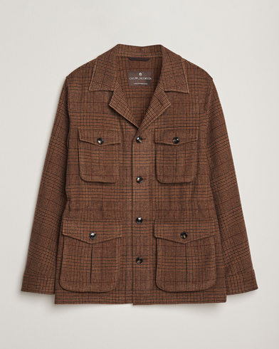 Oscar Jacobson Sirolo Checked Shirt Jacket Brown – Brun