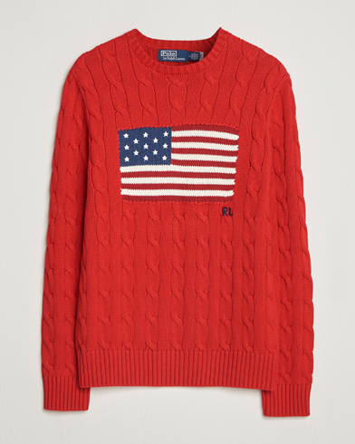Polo Ralph Lauren Cotton Cable Flag Sweater RL 2000 Red – Röd