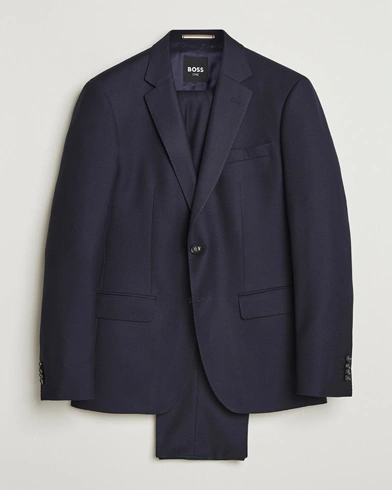 BOSS BLACK Huge Structured Wool Suit Dark Blue – Blå