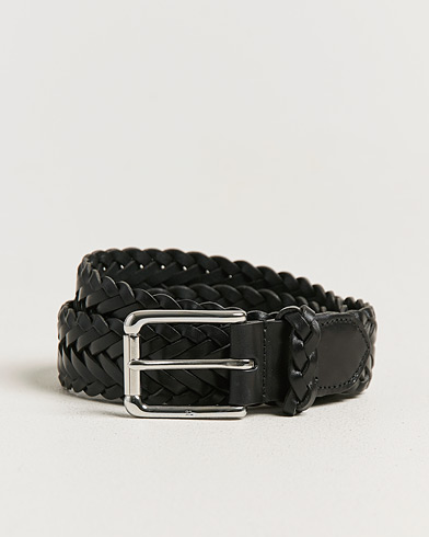 Ralph Lauren Purple Label Braided Belt Black Vachetta – Svart